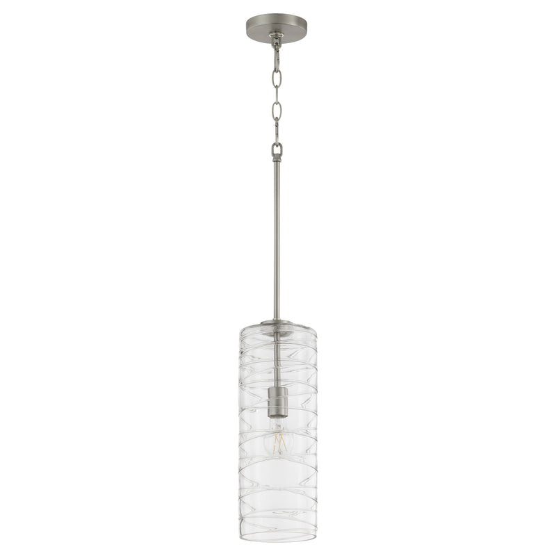 Quorum Home Quorum - 8191-65 - One Light Pendant - Satin Nickel w/ Textured Glass