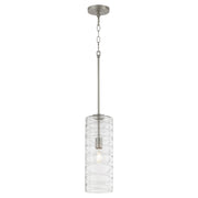 Quorum Home Quorum - 8191-65 - One Light Pendant - Satin Nickel w/ Textured Glass