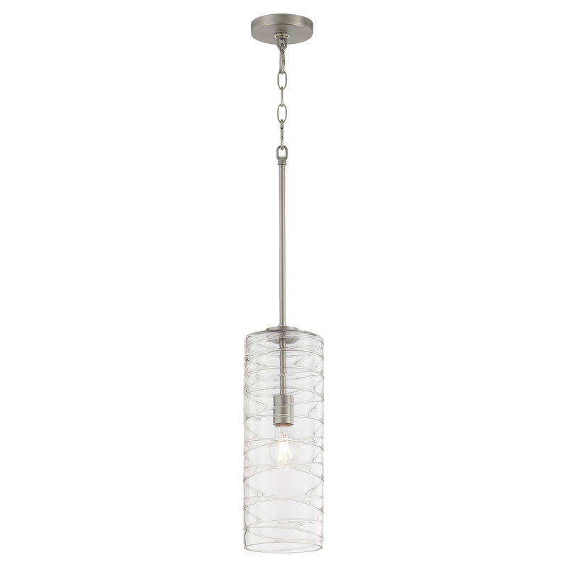 Quorum Home Quorum - 8191-65 - One Light Pendant - Satin Nickel w/ Textured Glass