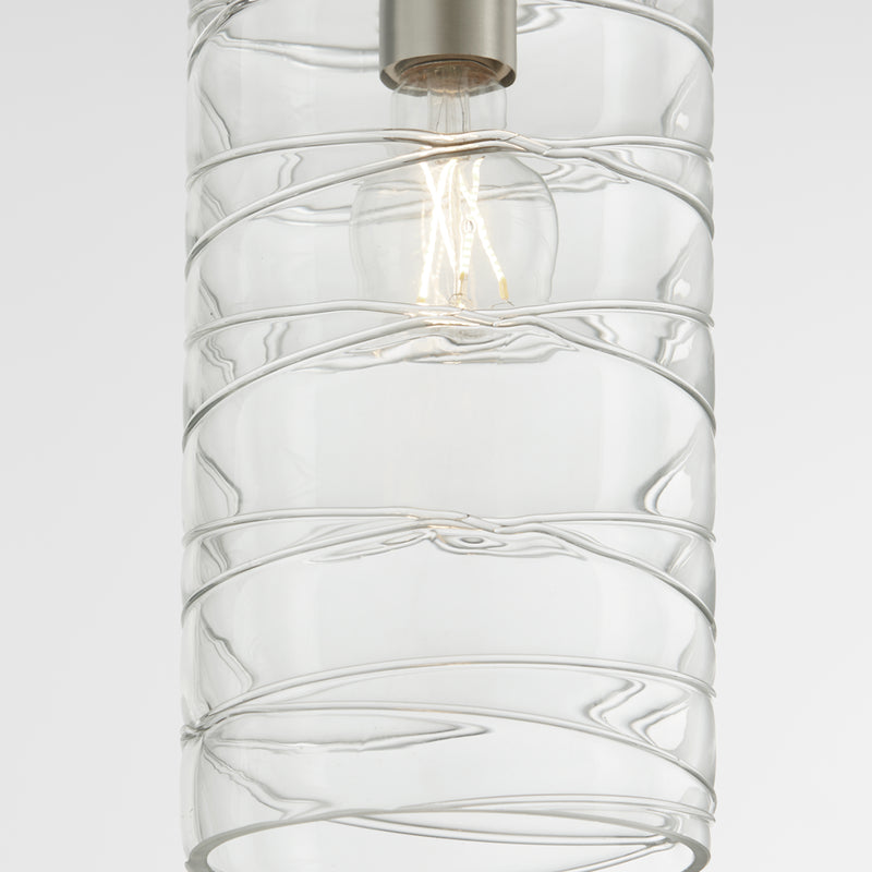 Quorum Home Quorum - 8191-65 - One Light Pendant - Satin Nickel w/ Textured Glass