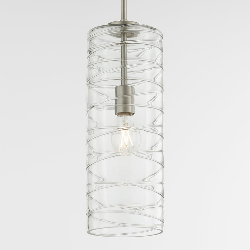 Quorum Home Quorum - 8191-65 - One Light Pendant - Satin Nickel w/ Textured Glass