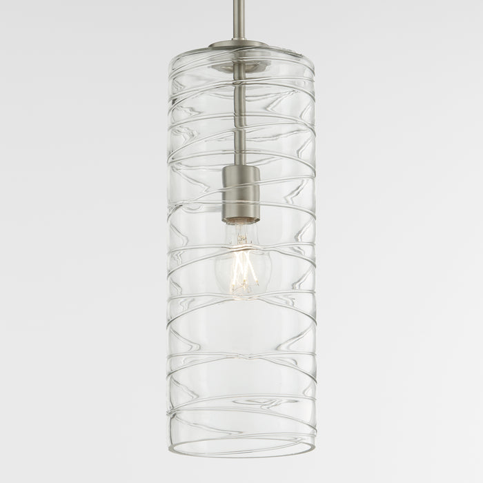Quorum Home Quorum - 8191-65 - One Light Pendant - Satin Nickel w/ Textured Glass