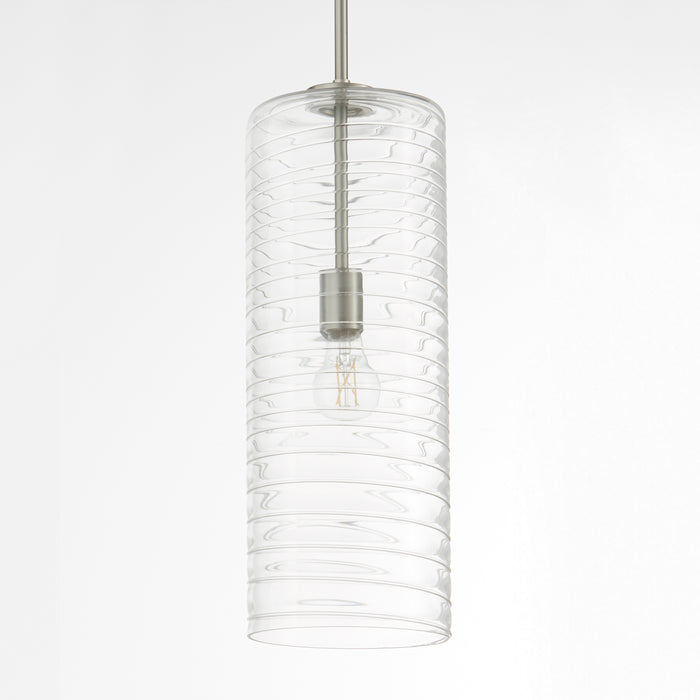 Quorum Home Quorum - 8192-65 - One Light Pendant - Satin Nickel w/ Textured Glass