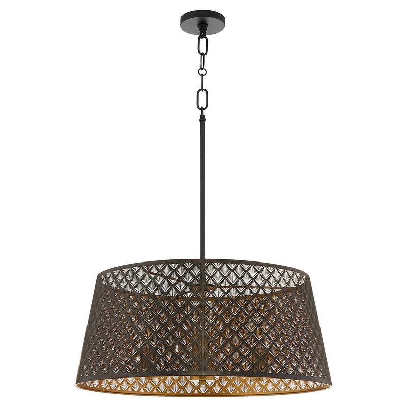 BENEDICT 24" 3 Light Pendant - Matte Black / Aged Brass