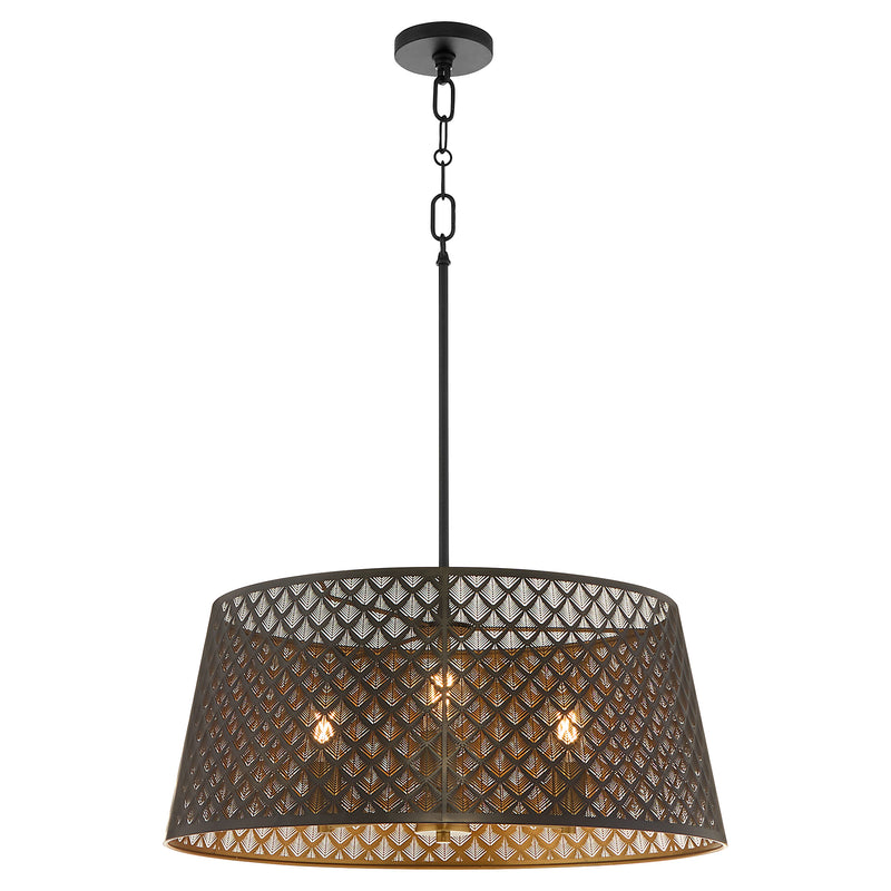 BENEDICT 24" 3 Light Pendant - Matte Black / Aged Brass