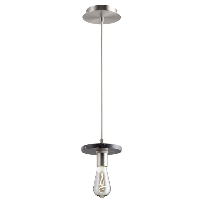 1 Light Black Marble Pendant - Satin Nickel