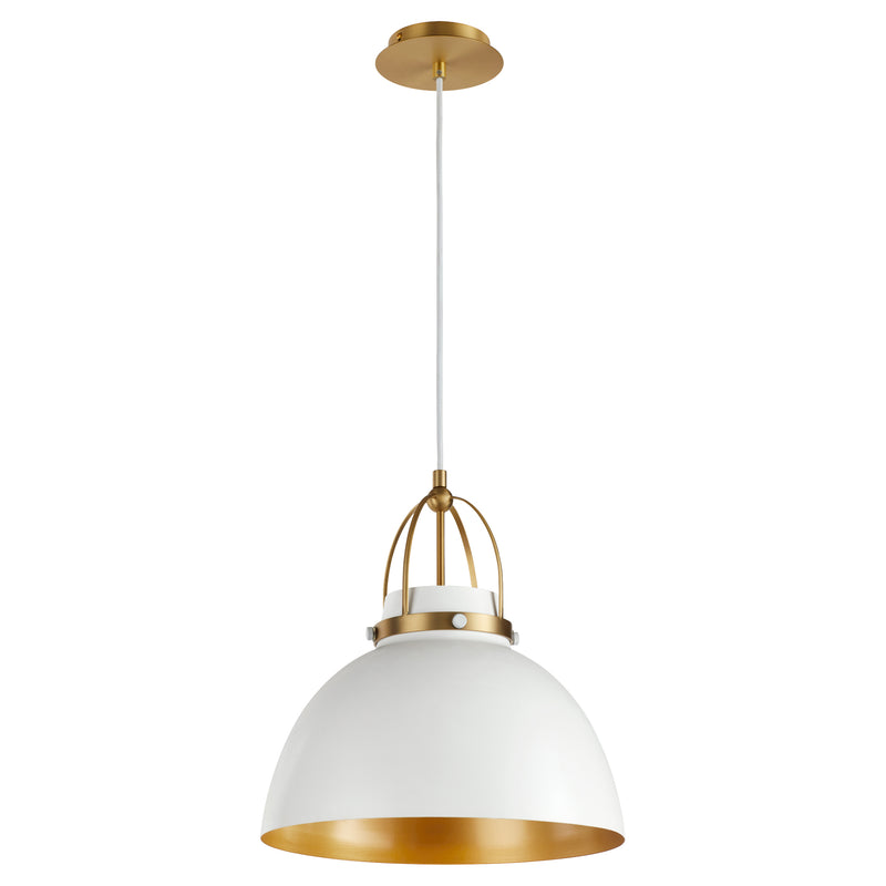 Quorum Home Quorum - 823-0880 - One Light Pendant - Studio White w/ Aged Brass