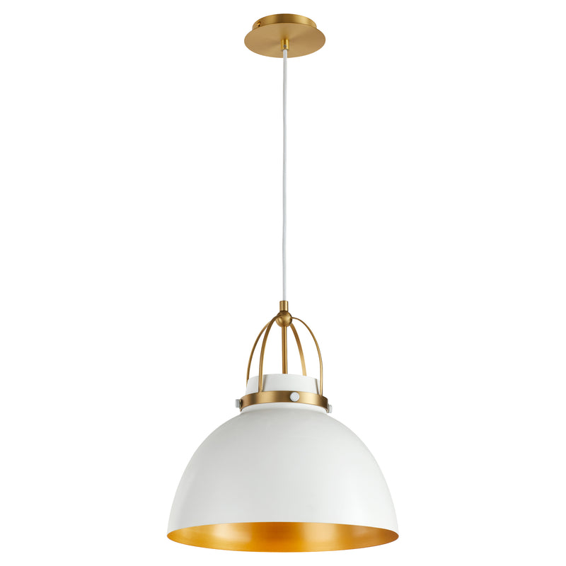 Quorum Home Quorum - 823-0880 - One Light Pendant - Studio White w/ Aged Brass