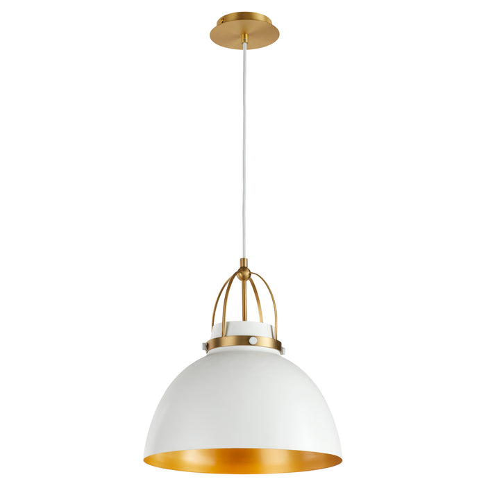 Quorum Home Quorum - 823-0880 - One Light Pendant - Studio White w/ Aged Brass