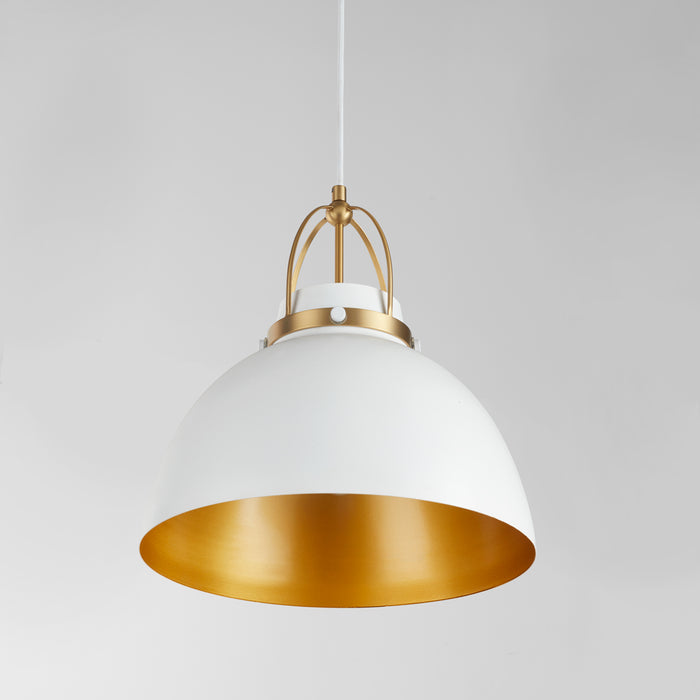 Quorum Home Quorum - 823-0880 - One Light Pendant - Studio White w/ Aged Brass