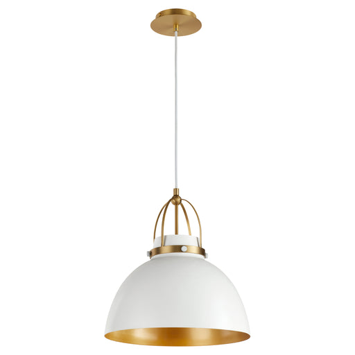 Quorum Home Quorum - 823-0880 - One Light Pendant - Studio White w/ Aged Brass