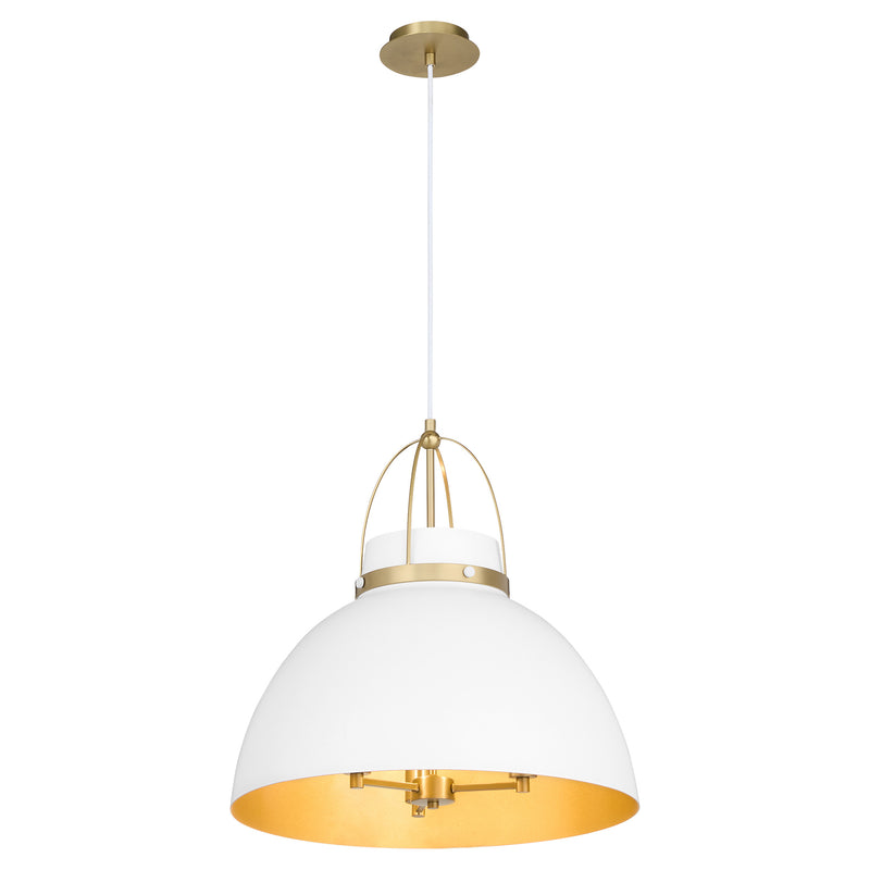 PRUITT 21" 3 Light Pendant - Studio White / Aged Brass