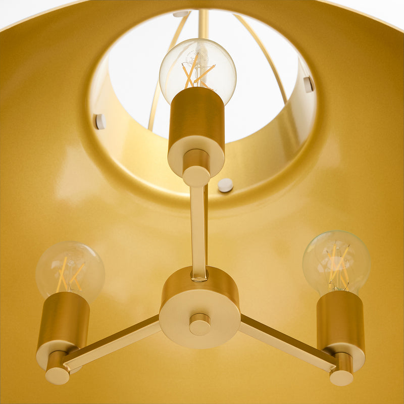 PRUITT 21" 3 Light Pendant - Studio White / Aged Brass