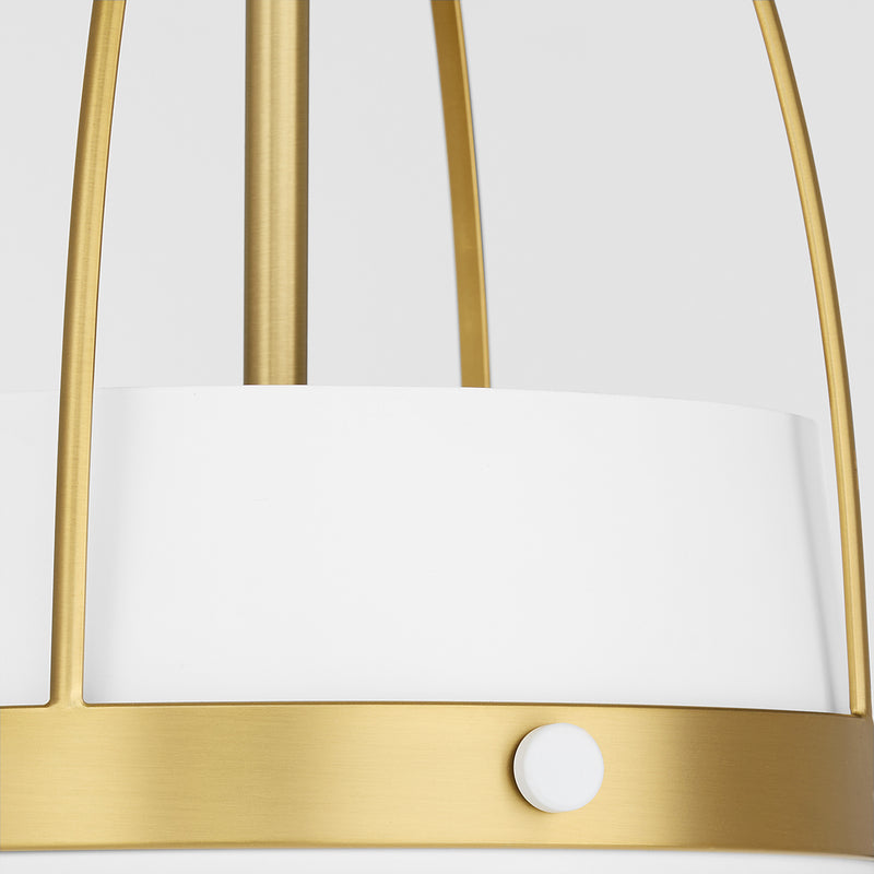 PRUITT 21" 3 Light Pendant - Studio White / Aged Brass
