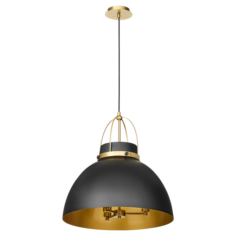 PRUITT 21" 3 Light Pendant - Matte Black / Aged Brass