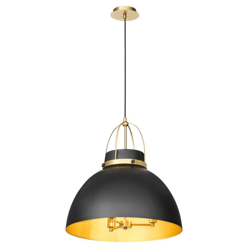 PRUITT 21" 3 Light Pendant - Matte Black / Aged Brass