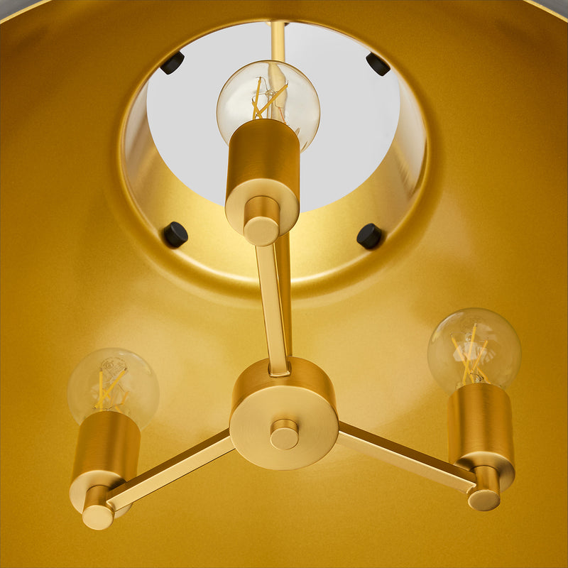 PRUITT 21" 3 Light Pendant - Matte Black / Aged Brass