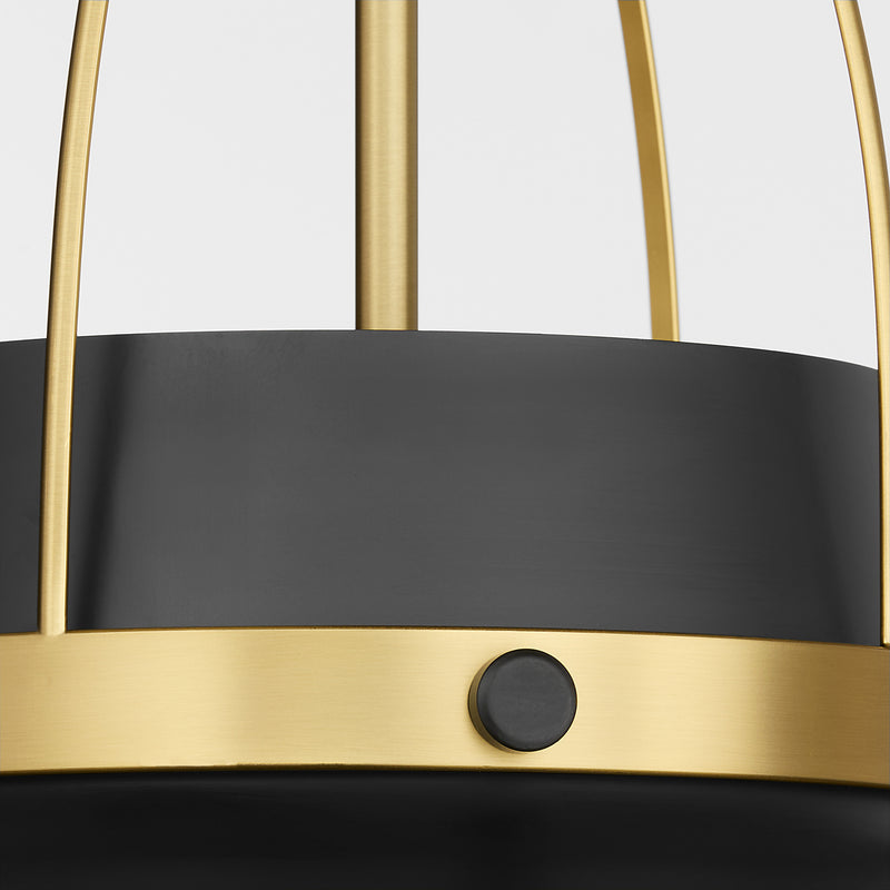 PRUITT 21" 3 Light Pendant - Matte Black / Aged Brass