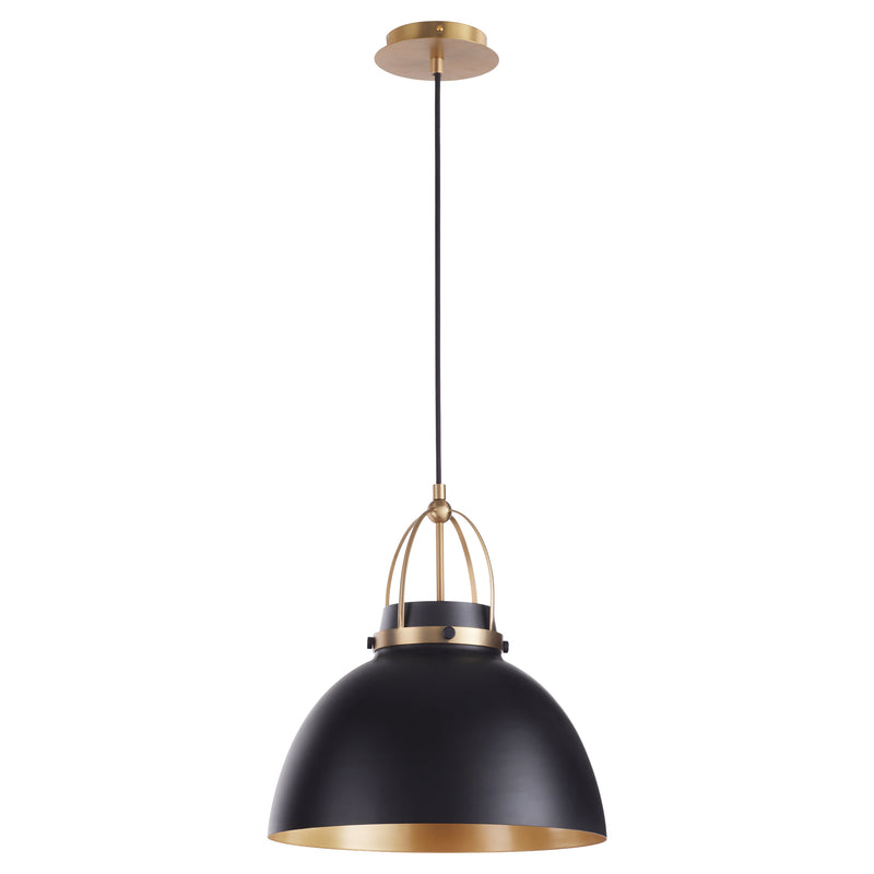 Quorum Home Quorum - 823-5980 - One Light Pendant - Matte Black w/ Aged Brass