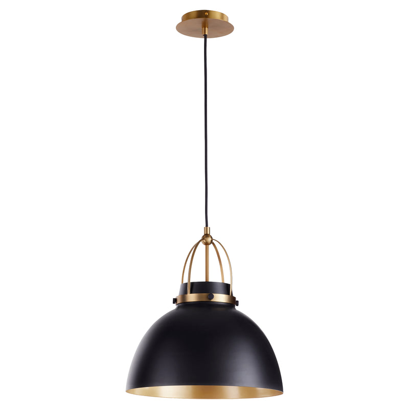 Quorum Home Quorum - 823-5980 - One Light Pendant - Matte Black w/ Aged Brass