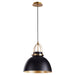 Quorum Home Quorum - 823-5980 - One Light Pendant - Matte Black w/ Aged Brass