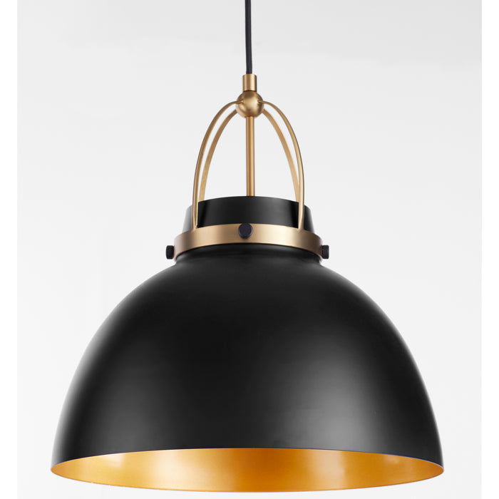 Quorum Home Quorum - 823-5980 - One Light Pendant - Matte Black w/ Aged Brass