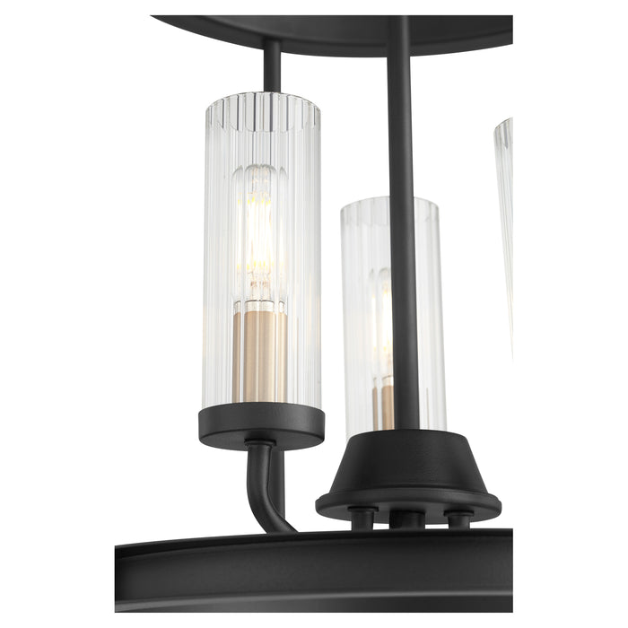 Quorum Home Quorum - 829-3-6980 - Three Light Entry Pendant - Textured Black w/ Aged Brass