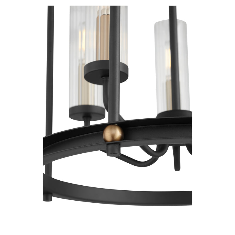 Quorum Home Quorum - 829-5-6980 - Five Light Entry Pendant - Textured Black w/ Aged Brass