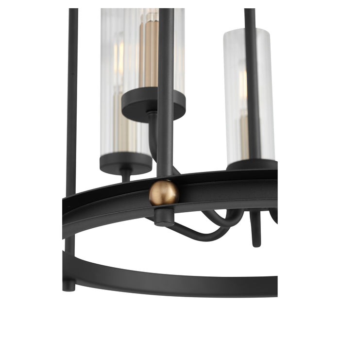 Quorum Home Quorum - 829-5-6980 - Five Light Entry Pendant - Textured Black w/ Aged Brass