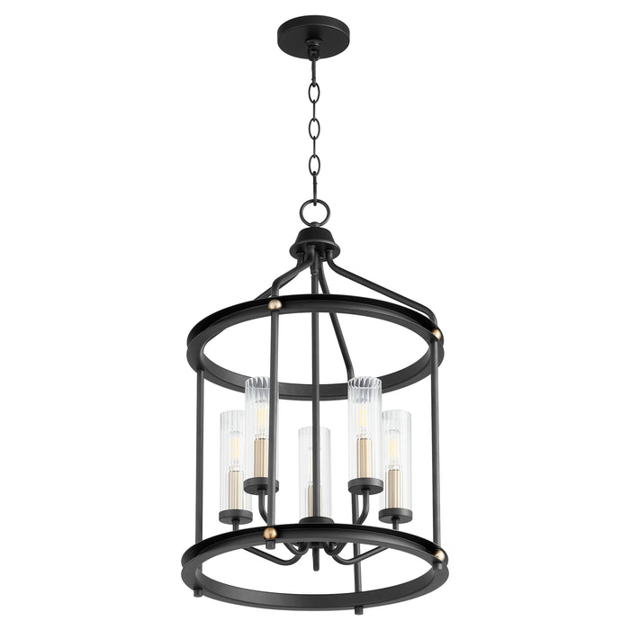 Quorum Home Quorum - 829-5-6980 - Five Light Entry Pendant - Textured Black w/ Aged Brass