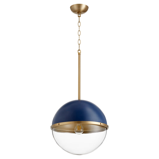 Quorum Home Quorum - 83-12-3280 - One Light Pendant - Blue w/ Aged Brass