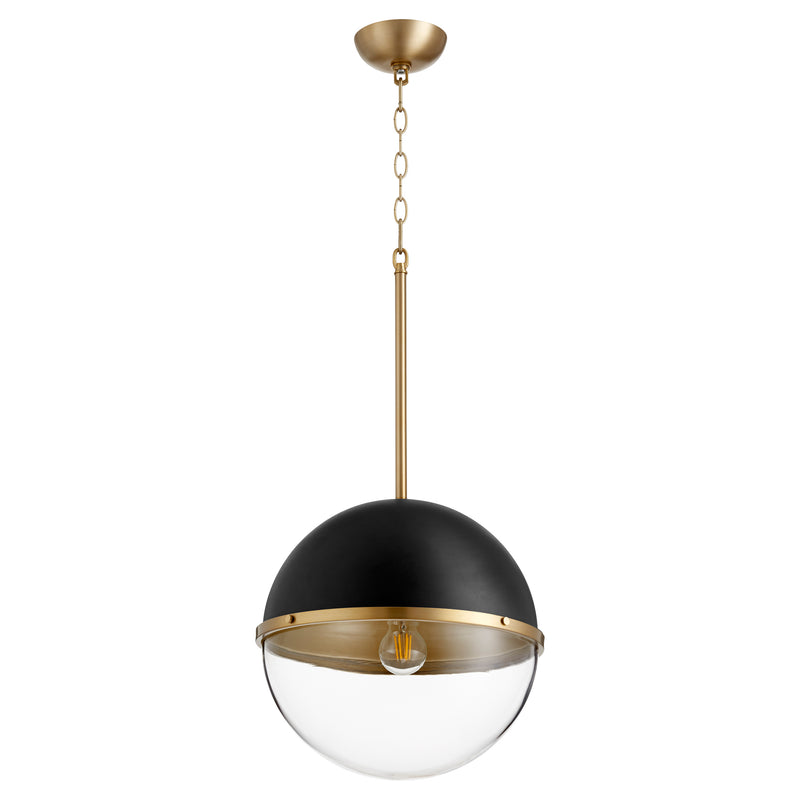 Quorum Home Quorum - 83-14-6980 - One Light Pendant - Textured Black w/ Aged Brass
