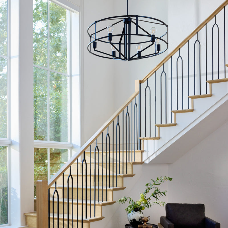 TOBIN 32" 6 Light Pendant - Matte Black