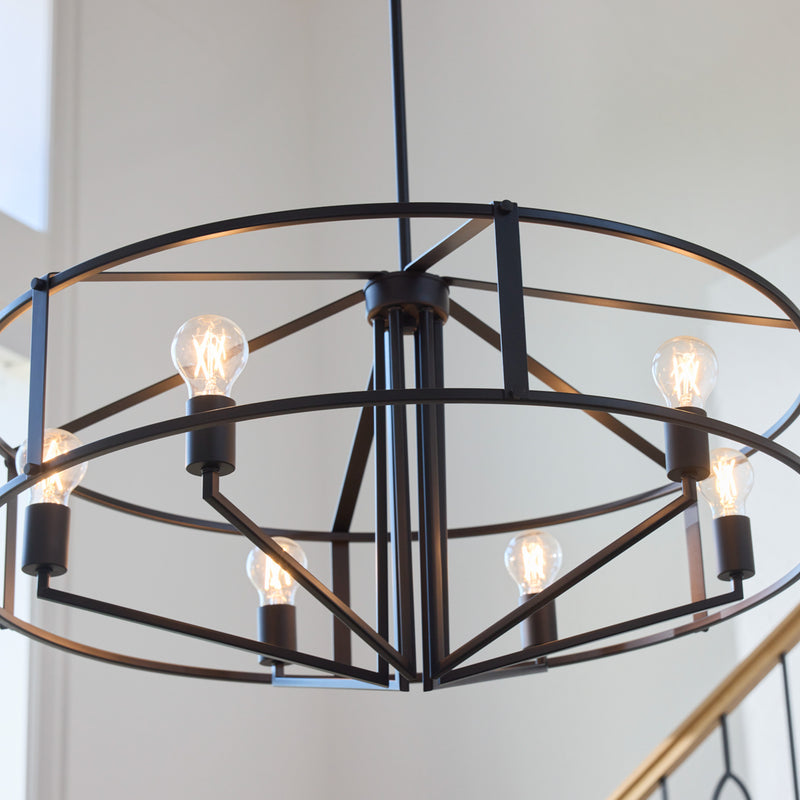 TOBIN 32" 6 Light Pendant - Matte Black