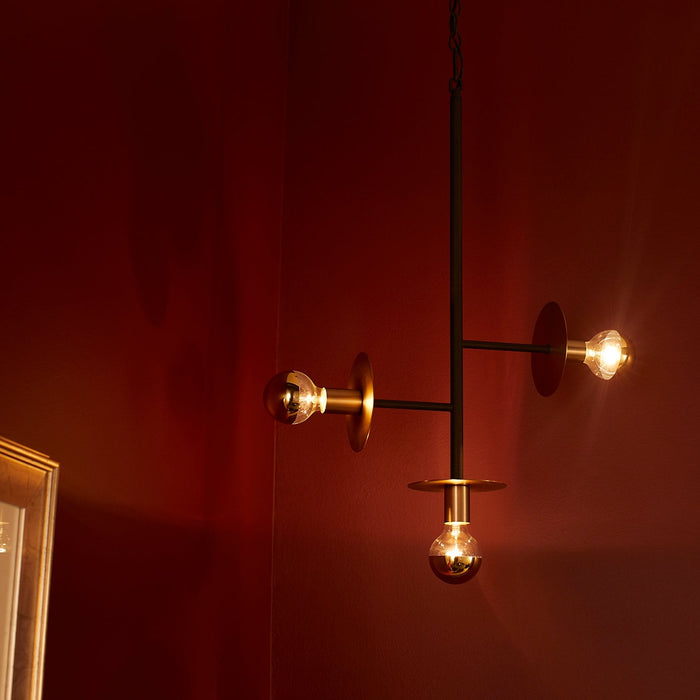 Voyager 3 Light Pendant - Textured Black | Aged Brass