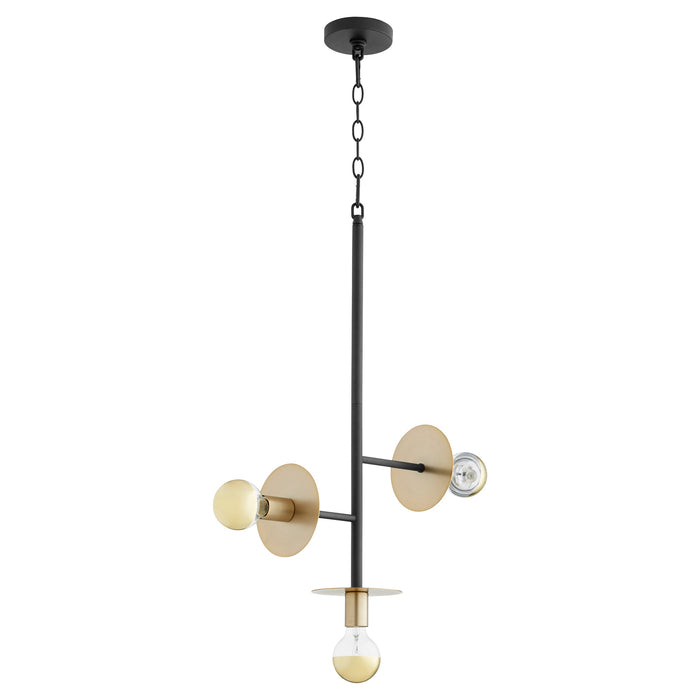 Voyager 3 Light Pendant - Textured Black | Aged Brass