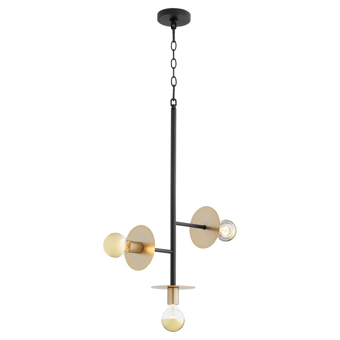 Voyager 3 Light Pendant - Textured Black | Aged Brass