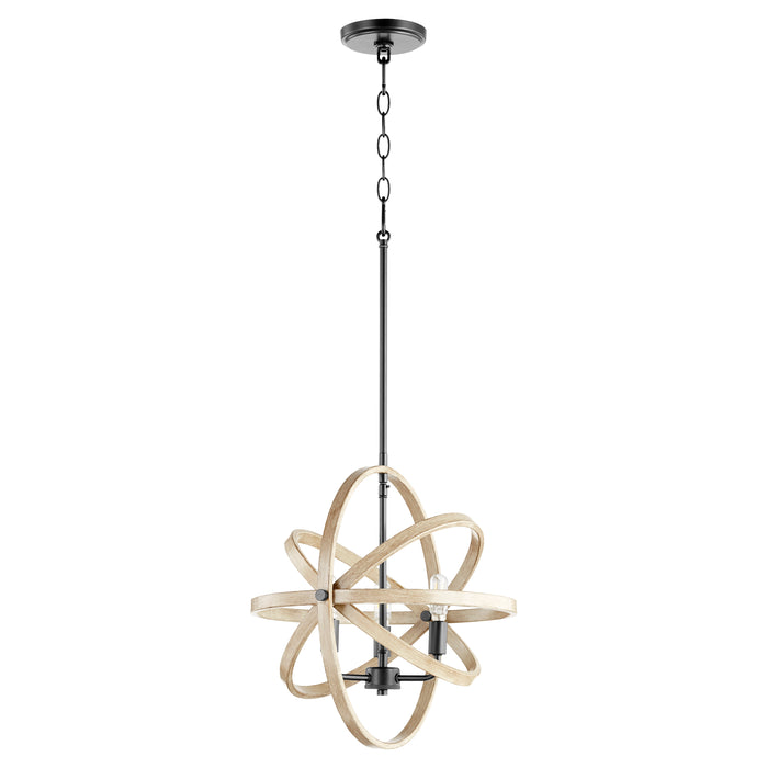 Quorum Home Quorum - 86-3-69 - Three Light Pendant - Textured Black w/ Driftwood finish