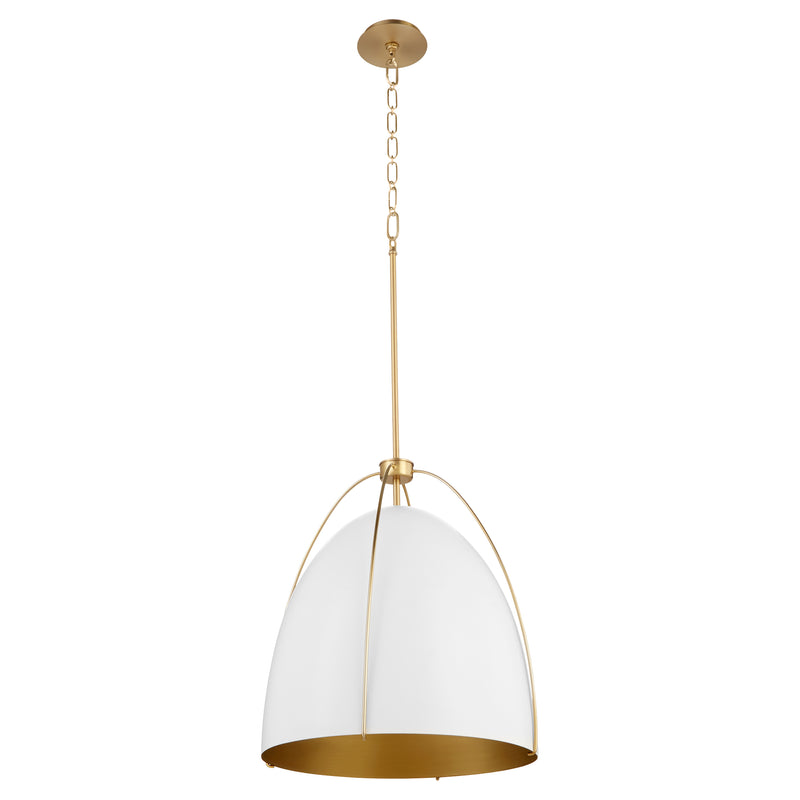 Quorum Home Quorum - 860-3-0880 - Three Light Pendant - Studio White w/ Aged Brass