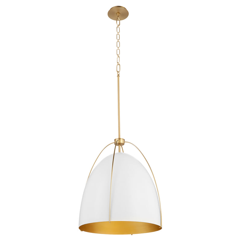 Quorum Home Quorum - 860-3-0880 - Three Light Pendant - Studio White w/ Aged Brass