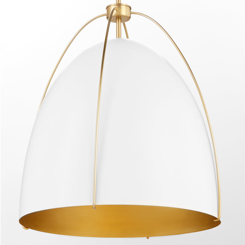 Quorum Home Quorum - 860-3-0880 - Three Light Pendant - Studio White w/ Aged Brass