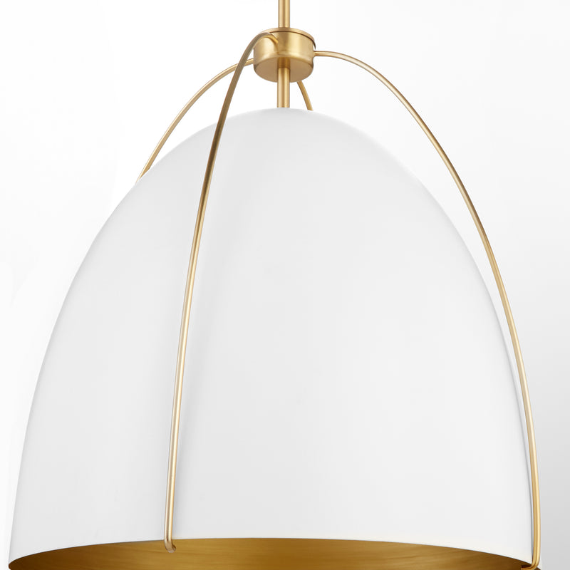 Quorum Home Quorum - 860-3-0880 - Three Light Pendant - Studio White w/ Aged Brass