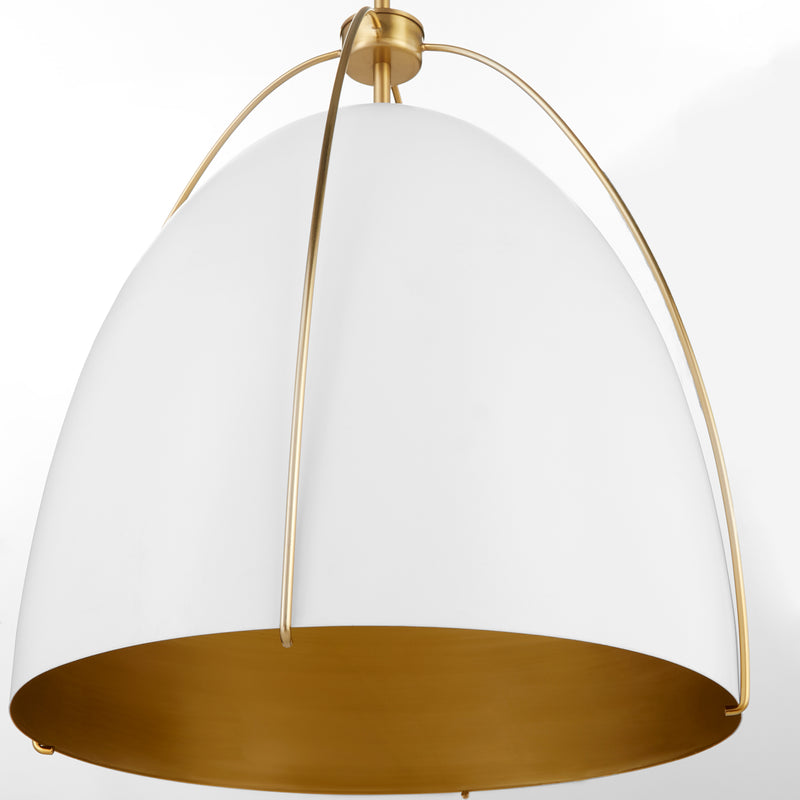 Quorum Home Quorum - 860-3-0880 - Three Light Pendant - Studio White w/ Aged Brass