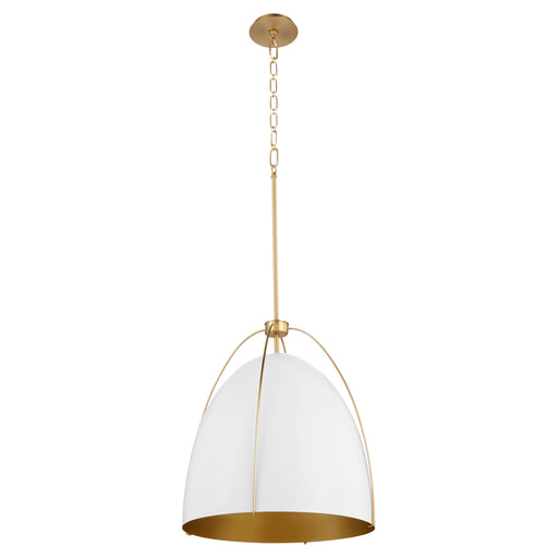 Quorum Home Quorum - 860-3-0880 - Three Light Pendant - Studio White w/ Aged Brass