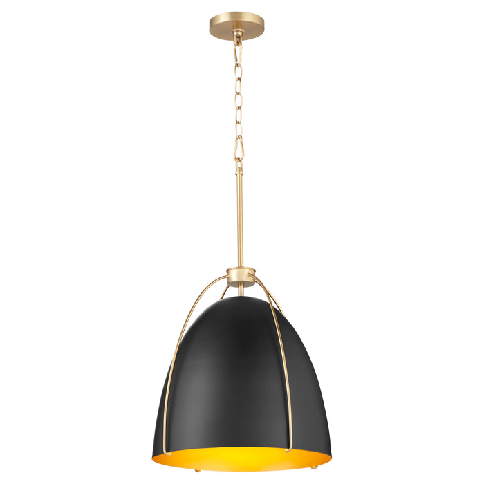 Quorum Home Quorum - 860-3-5980 - Three Light Pendant - Matte Black w/ Aged Brass