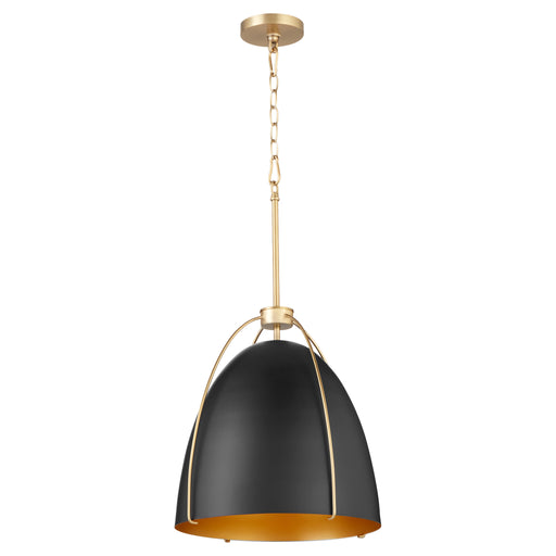 Quorum Home Quorum - 860-3-5980 - Three Light Pendant - Matte Black w/ Aged Brass