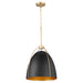 Quorum Home Quorum - 860-3-5980 - Three Light Pendant - Matte Black w/ Aged Brass