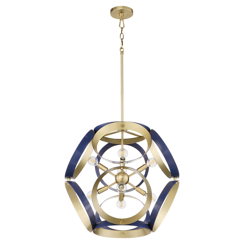 DOMAIN 22" Pendant - Blue / Aged Brass