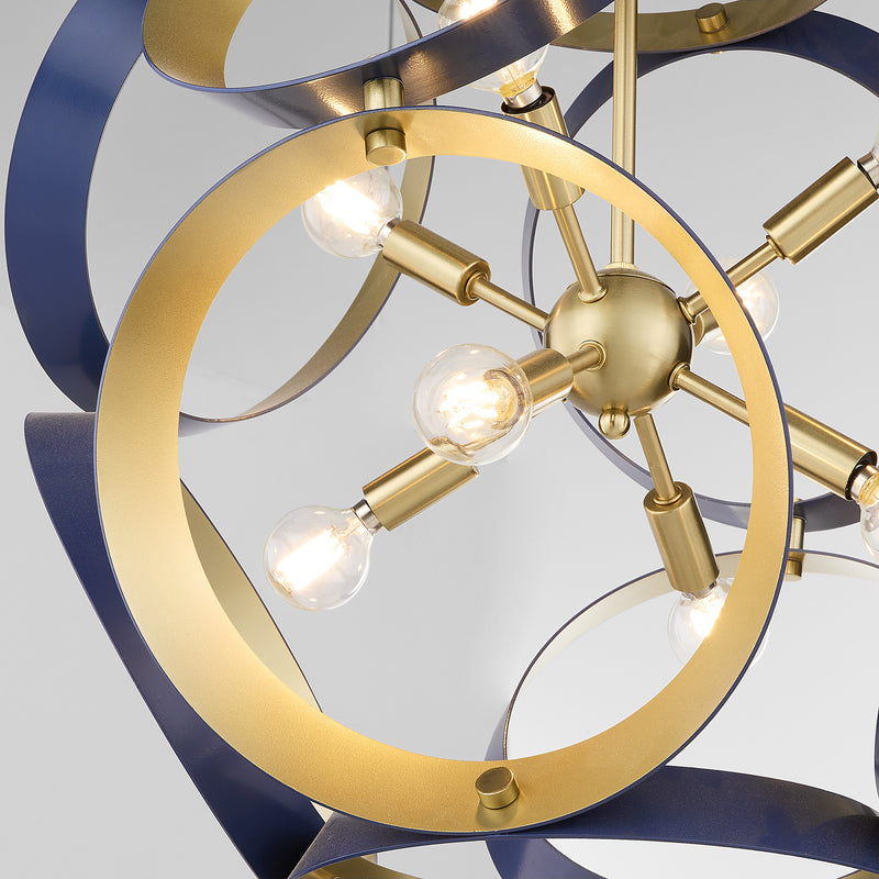 DOMAIN 22" Pendant - Blue / Aged Brass