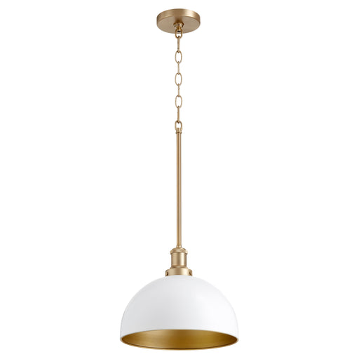 Quorum Home Quorum - 876-0880 - One Light Pendant - Studio White w/ Aged Brass
